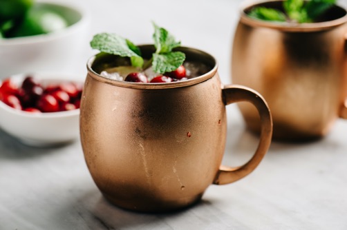Holiday drink in copper cup